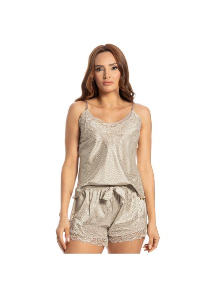 Short Doll Mini Com Renda Orvalho Bege - Imagem 1