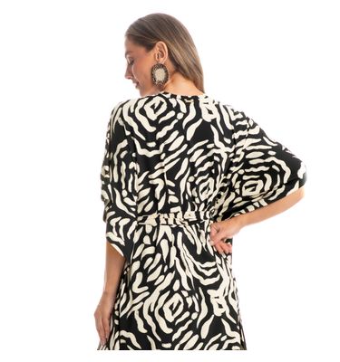 Kaftan Longo Com Faixa De Amarração Pantanal - Imagem 2 - Mobile