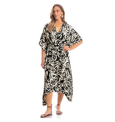 Kaftan Longo Com Faixa De Amarração Pantanal - Imagem 3 - Mobile