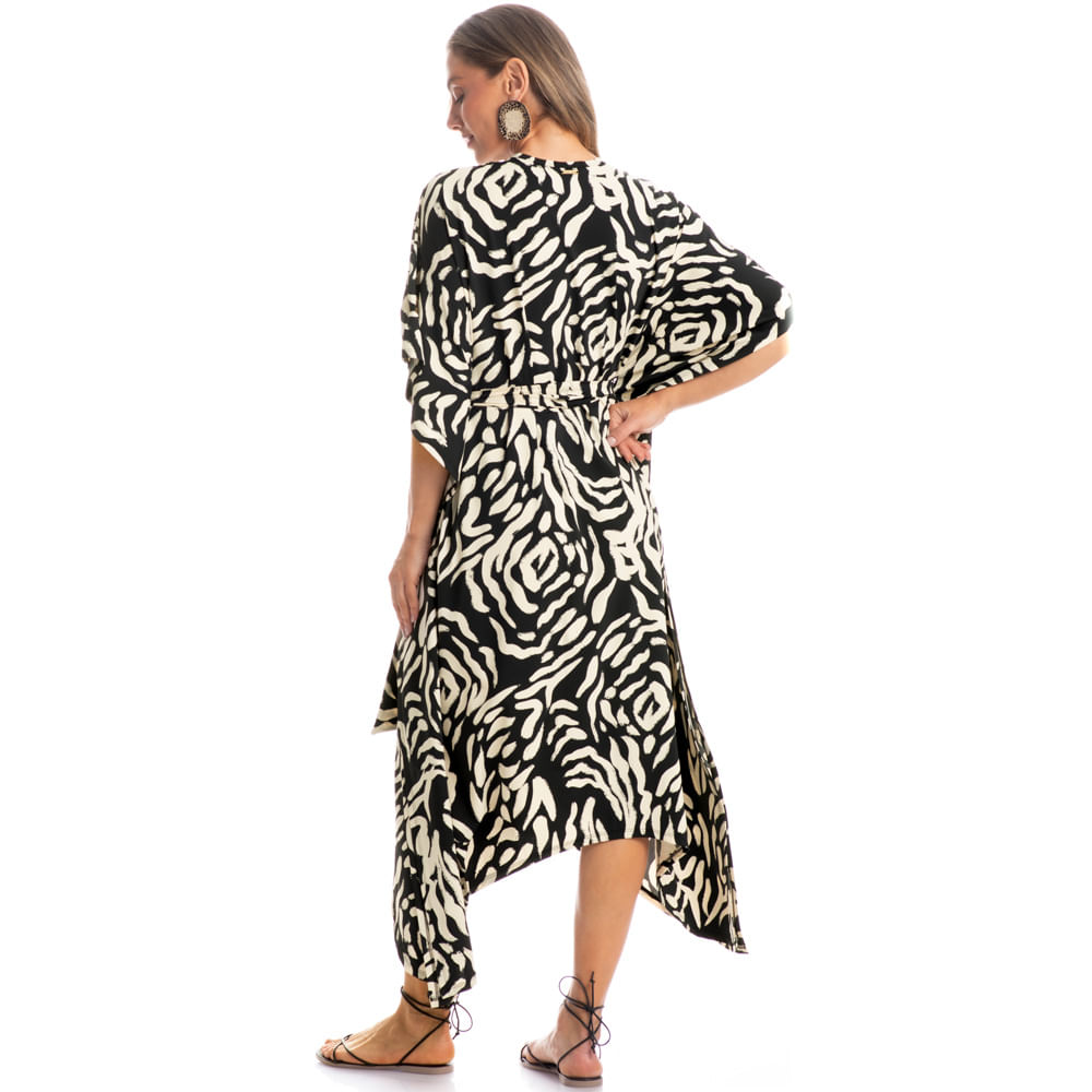 Kaftan Longo Com Faixa De Amarração Pantanal - Imagem 4 - Mobile