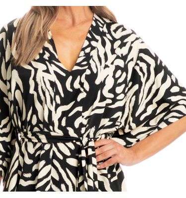Kaftan Longo Com Faixa De Amarração Pantanal - Imagem 5 - Mobile