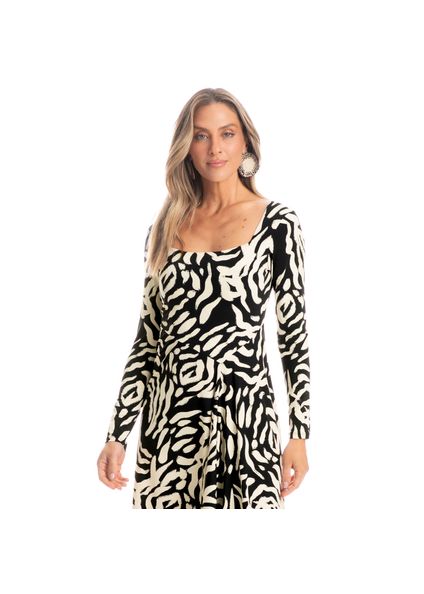 Vestido Manga Longa Lívia Pantanal Preto - Imagem 1