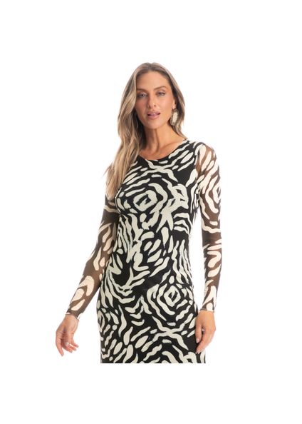 Vestido Manga Longa De Tule Pantanal Preto - Imagem 1