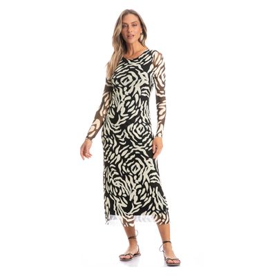 Vestido Manga Longa De Tule Pantanal - Imagem 3 - Mobile