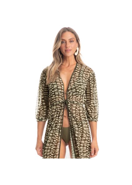 Kaftan Tule Com Manga Amazônica Verde - Imagem 1
