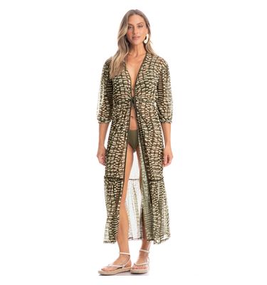 Kaftan Tule Com Manga Amazônica - Imagem 3 - Mobile