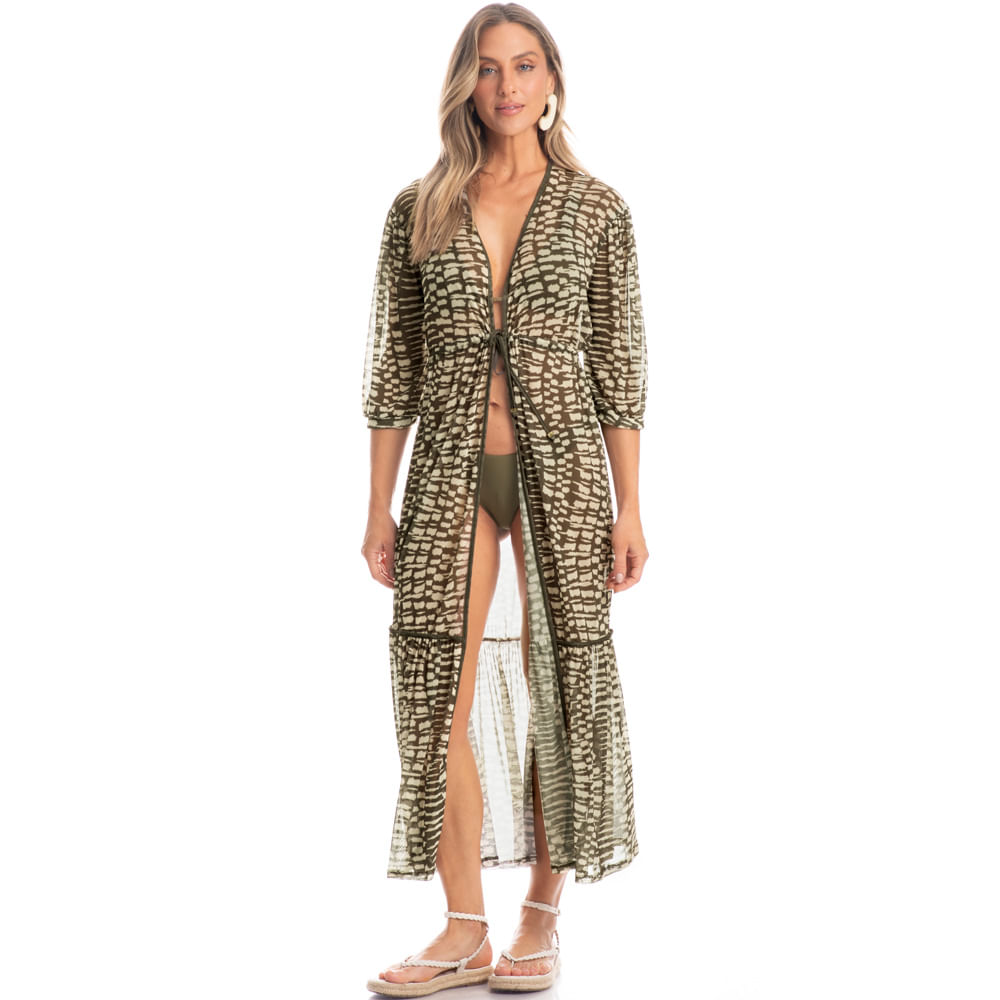Kaftan Tule Com Manga Amazônica - Imagem 3 - Mobile