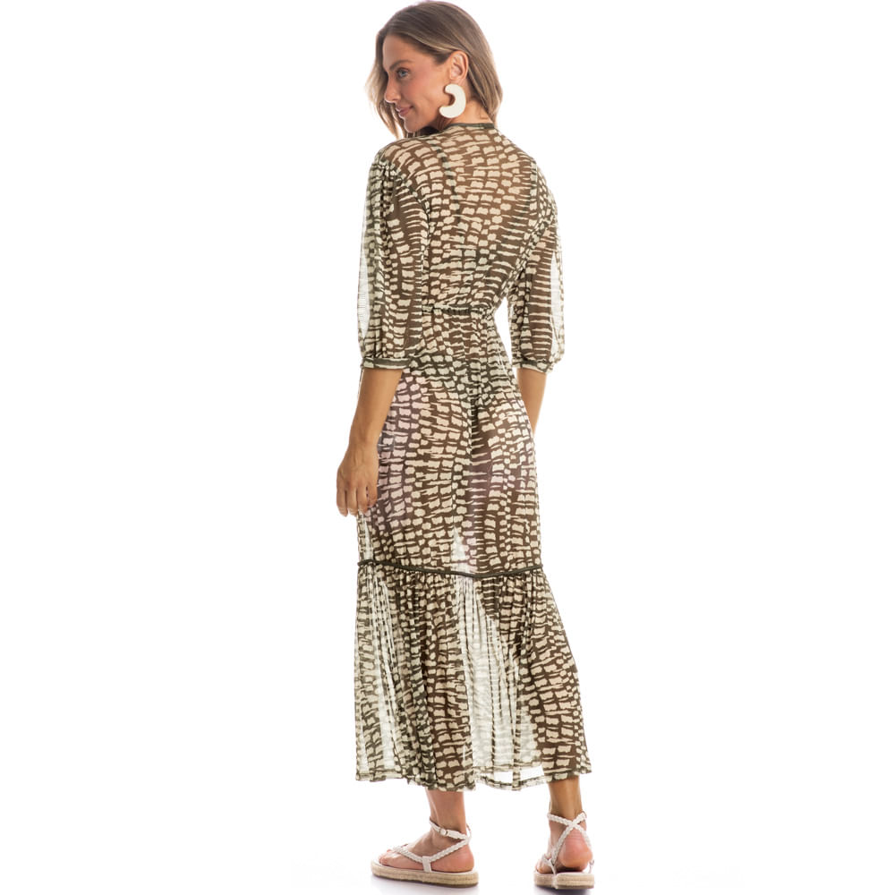 Kaftan Tule Com Manga Amazônica - Imagem 4 - Mobile