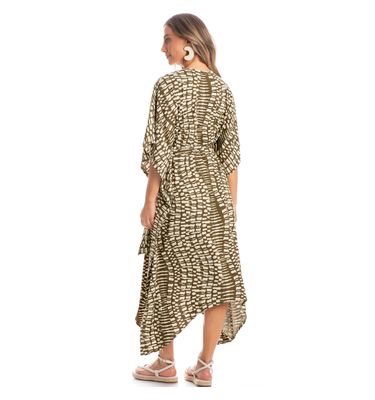 Kaftan Longo Com Faixa De Amarração Amazônica - Imagem 4 - Mobile