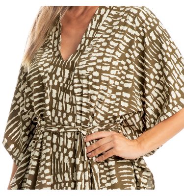 Kaftan Longo Com Faixa De Amarração Amazônica - Imagem 5 - Mobile