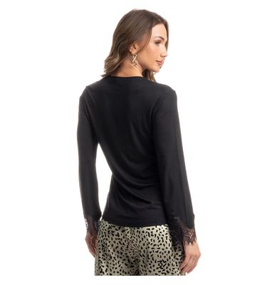 Pijama Feminino Longo Wide Leg Onça - Imagem 2 - Mobile