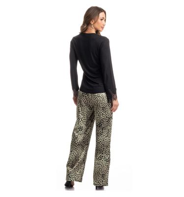 Pijama Feminino Longo Wide Leg Onça - Imagem 4 - Mobile