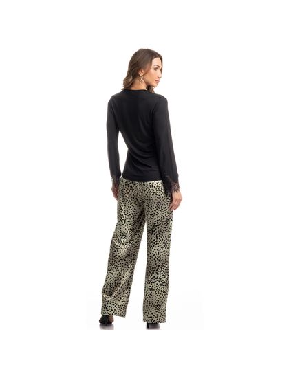 Pijama Feminino Longo Wide Leg Onça - Imagem 4 - Desktop
