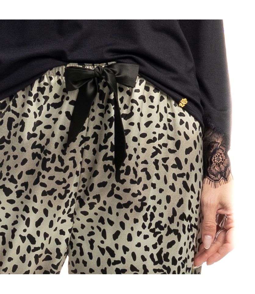 Pijama Feminino Longo Wide Leg Onça - Imagem 5 - Desktop