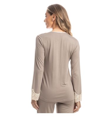 Pijama Feminino Wide Leg Com Abertura Maju - Imagem 2 - Mobile