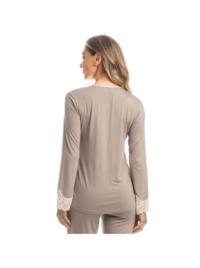 Pijama Feminino Wide Leg Com Abertura Maju - Imagem 2 - Desktop