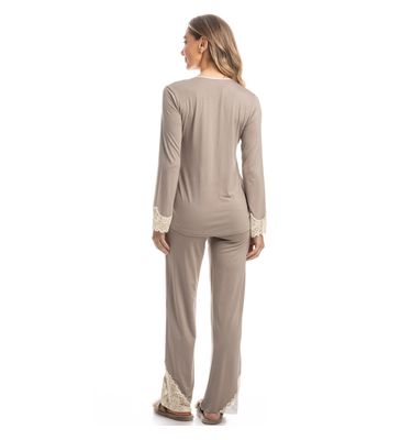 Pijama Feminino Wide Leg Com Abertura Maju - Imagem 4 - Mobile