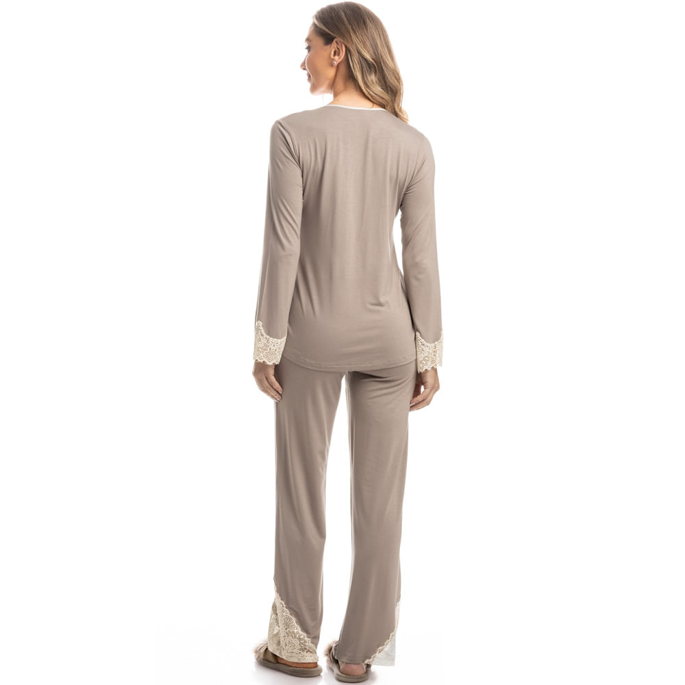 Pijama Feminino Wide Leg Com Abertura Maju - Imagem 4 - Mobile