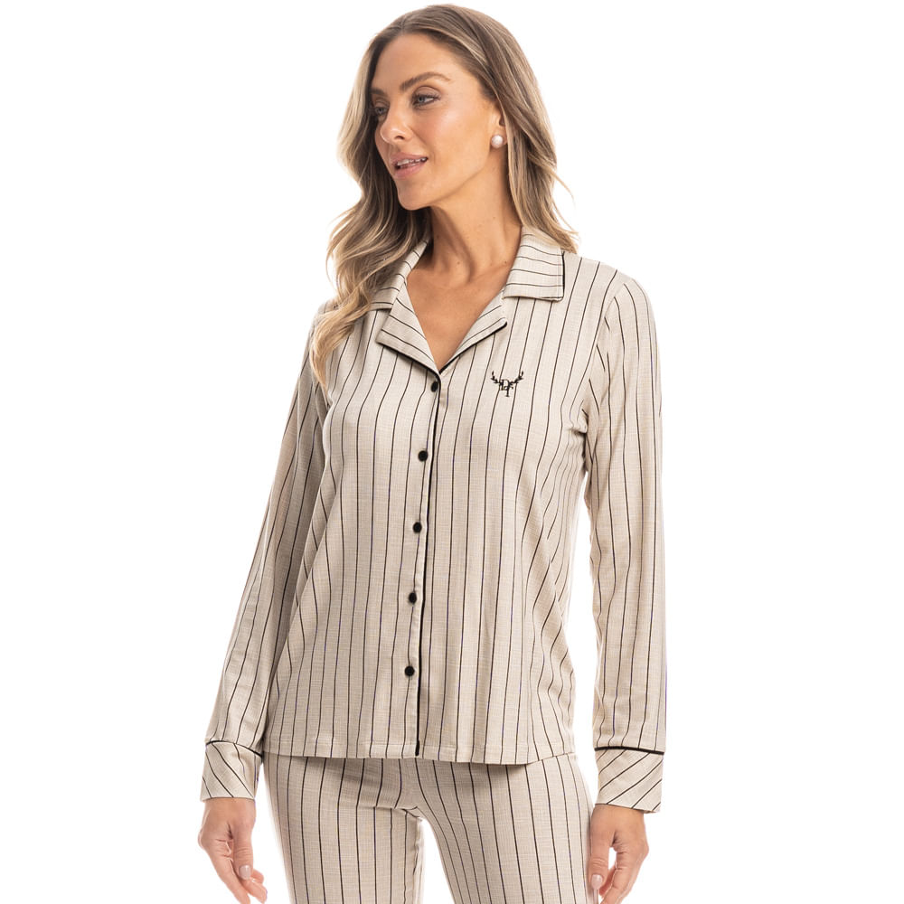 Pijama Feminino Longo Americano Conexão - Imagem 1
