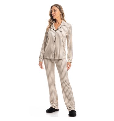 Pijama Feminino Longo Americano Conexão - Imagem 3 - Mobile