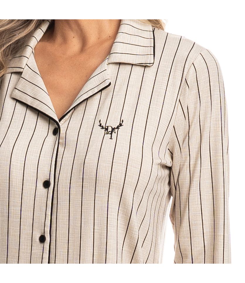 Pijama Feminino Longo Americano Conexão - Imagem 5 - Desktop