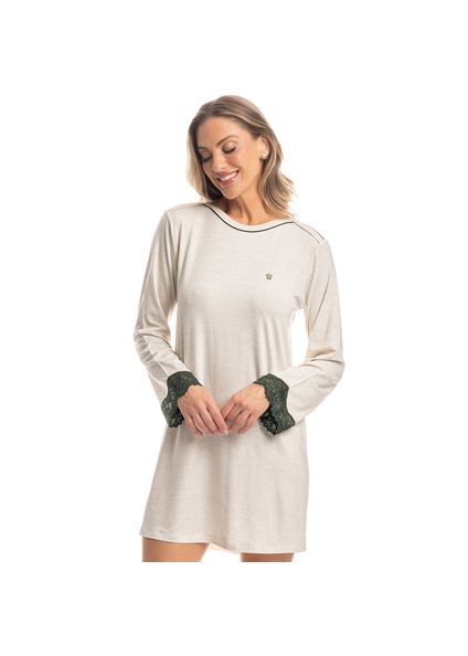 Camisão Feminino Curto Manga Longa Karina Branco - Imagem 1