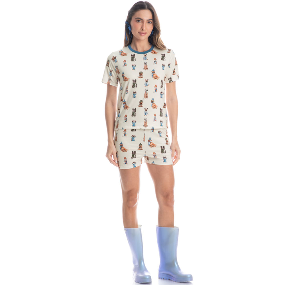 Pijama Feminino Curto Dogs Winter Fiends - Imagem 3 - Mobile
