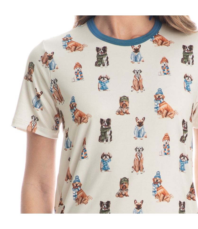 Pijama Feminino Curto Dogs Winter Fiends - Imagem 5 - Desktop