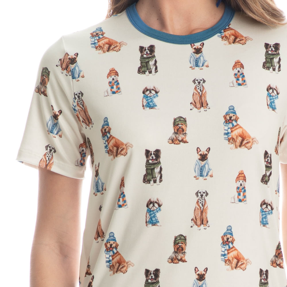 Pijama Feminino Curto Dogs Winter Fiends - Imagem 5 - Mobile
