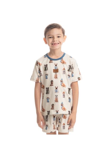 Pijama Infantil Unissex Curto Dogs Winter Fiends Azul-2 - Imagem 1