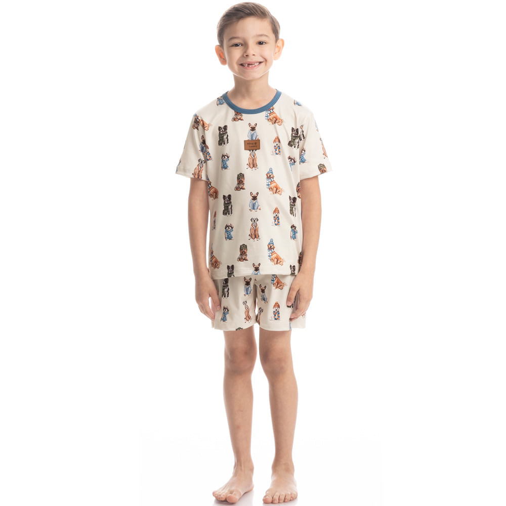 Pijama Infantil Unissex Curto Dogs Winter Fiends - Imagem 3 - Mobile