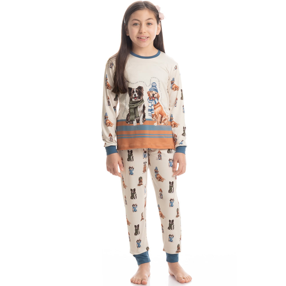 Pijama Infantil Unissex Longo Dogs Winter Friends - Imagem 3 - Mobile