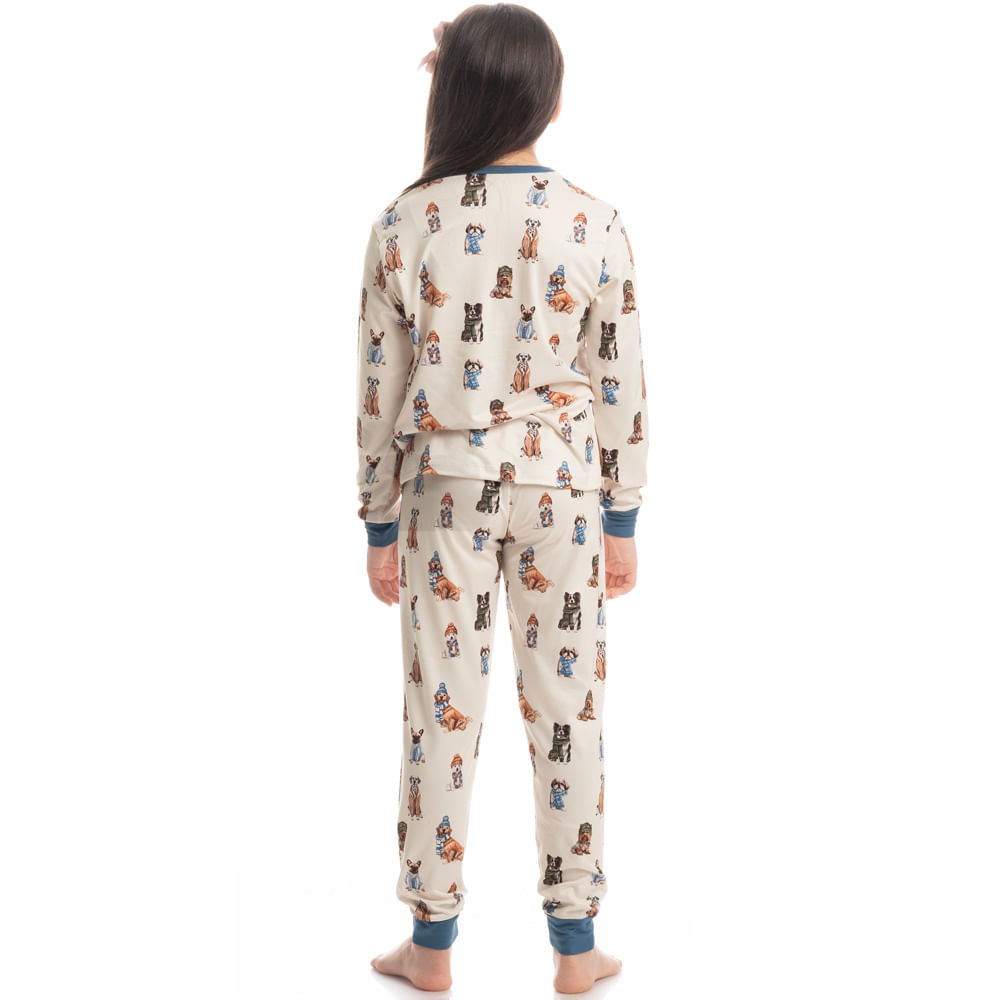 Pijama Infantil Unissex Longo Dogs Winter Friends - Imagem 4 - Mobile
