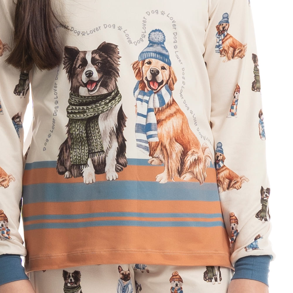 Pijama Infantil Unissex Longo Dogs Winter Friends - Imagem 5 - Mobile