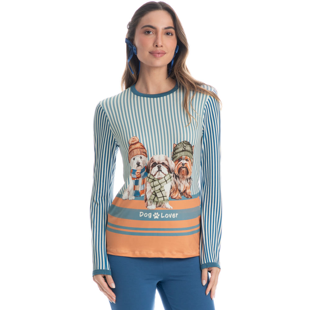 Pijama Feminino Longo Legging Winter Friends - Imagem 1