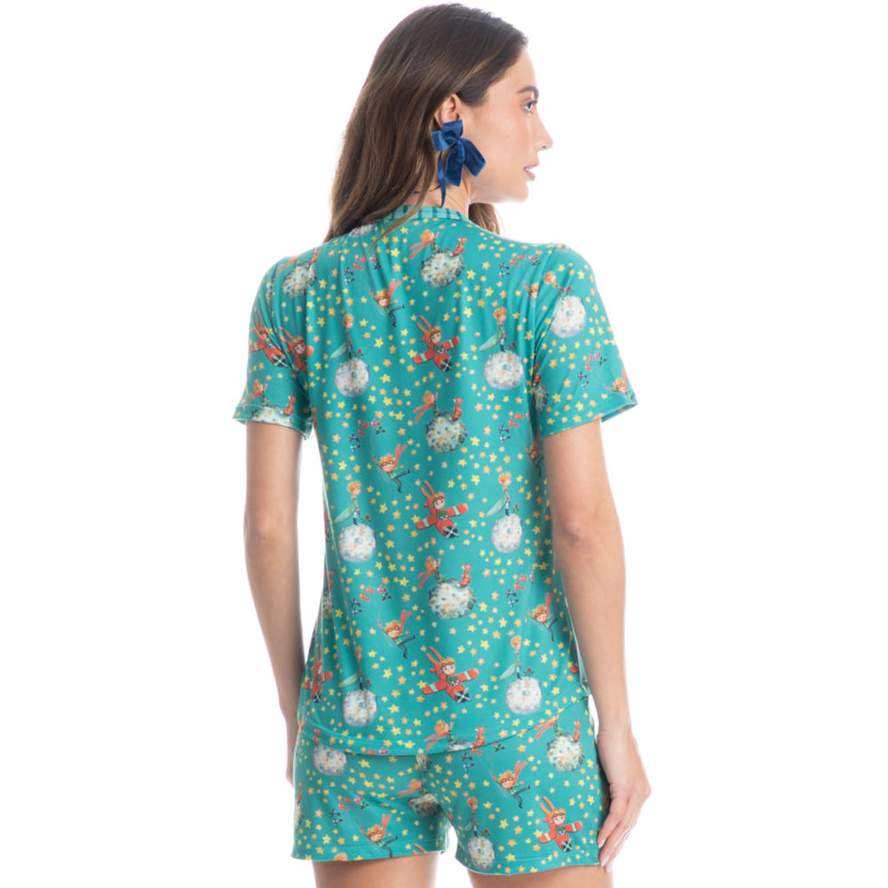Pijama Feminino Curto Pequeno Príncipe Azul-2 - Imagem 2