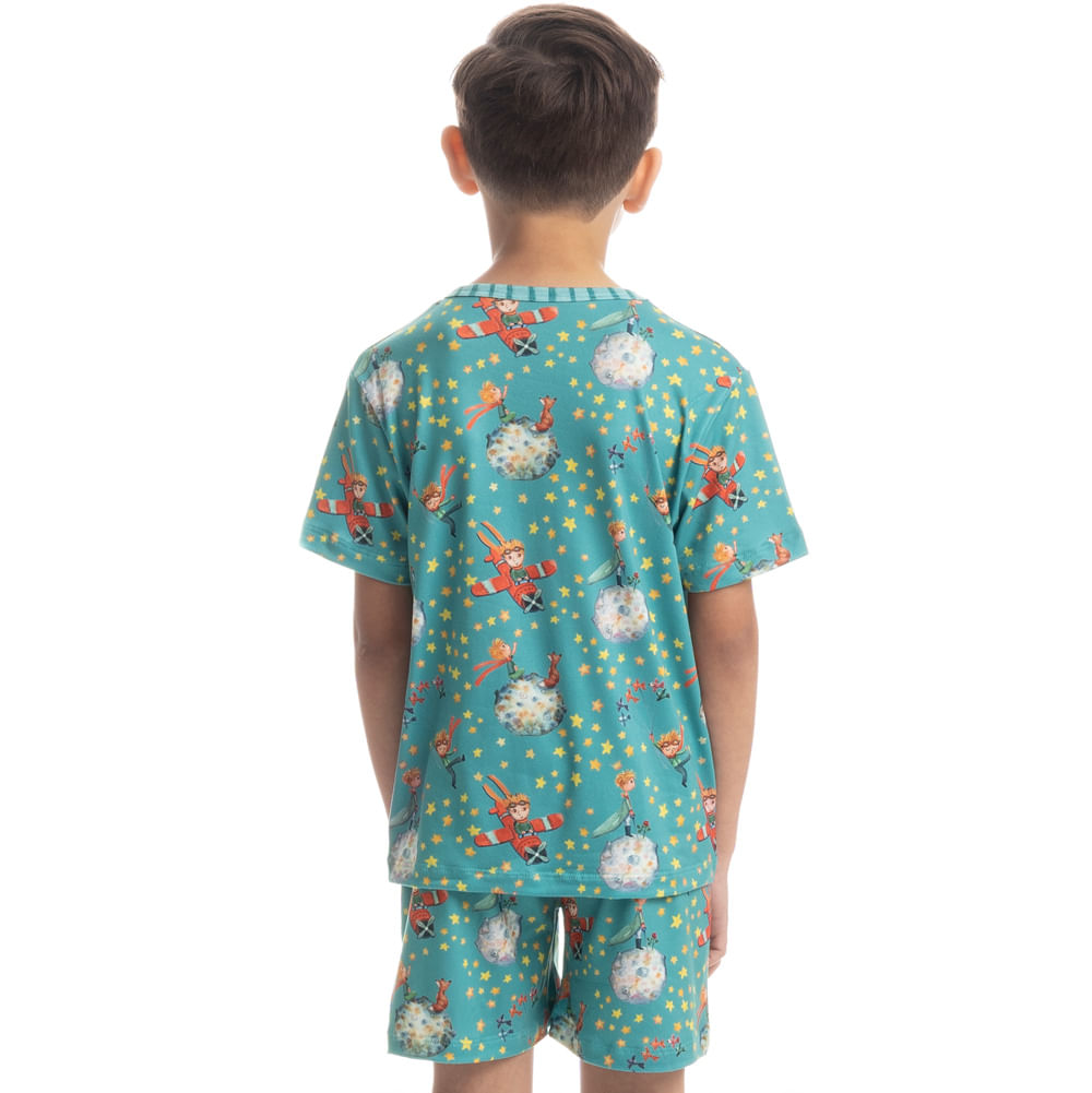 Pijama Curto Infantil Unissex Pequeno Príncipe Azul-2 - Imagem 2