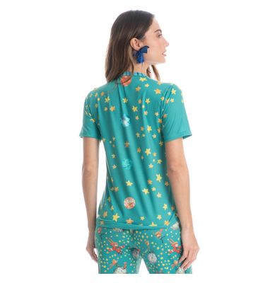 Pijama Feminino Longo Manga Curta Pequeno Príncipe - Imagem 2 - Mobile
