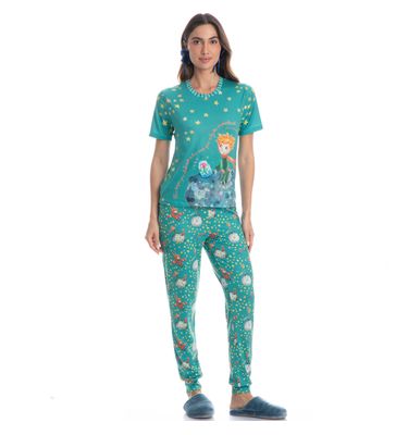Pijama Feminino Longo Manga Curta Pequeno Príncipe - Imagem 3 - Mobile
