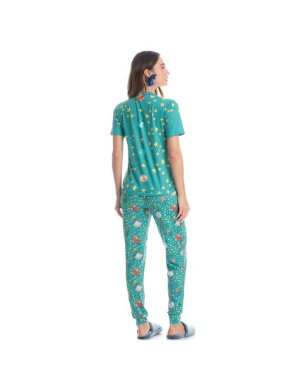 Pijama Feminino Longo Manga Curta Pequeno Príncipe - Imagem 4 - Desktop
