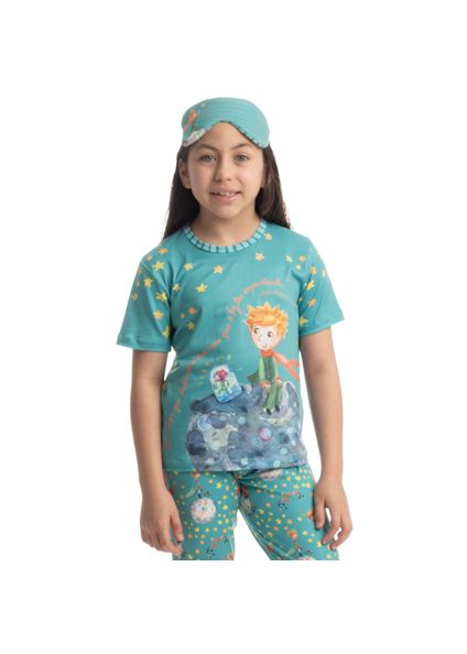 Pijama Unissex Longo Manga Curta Pequeno Príncipe Azul-2 - Imagem 1