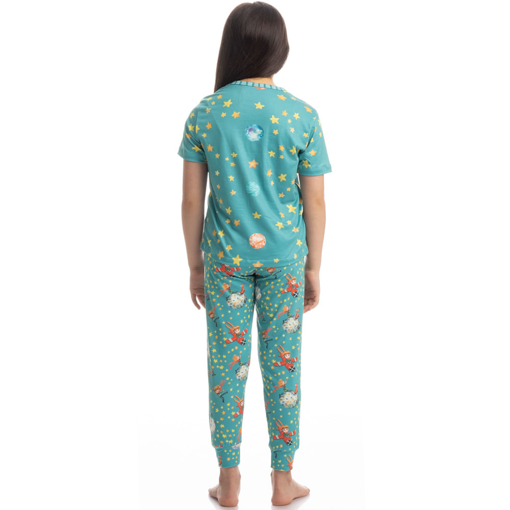 Pijama Unissex Longo Manga Curta Pequeno Príncipe - Imagem 4 - Mobile
