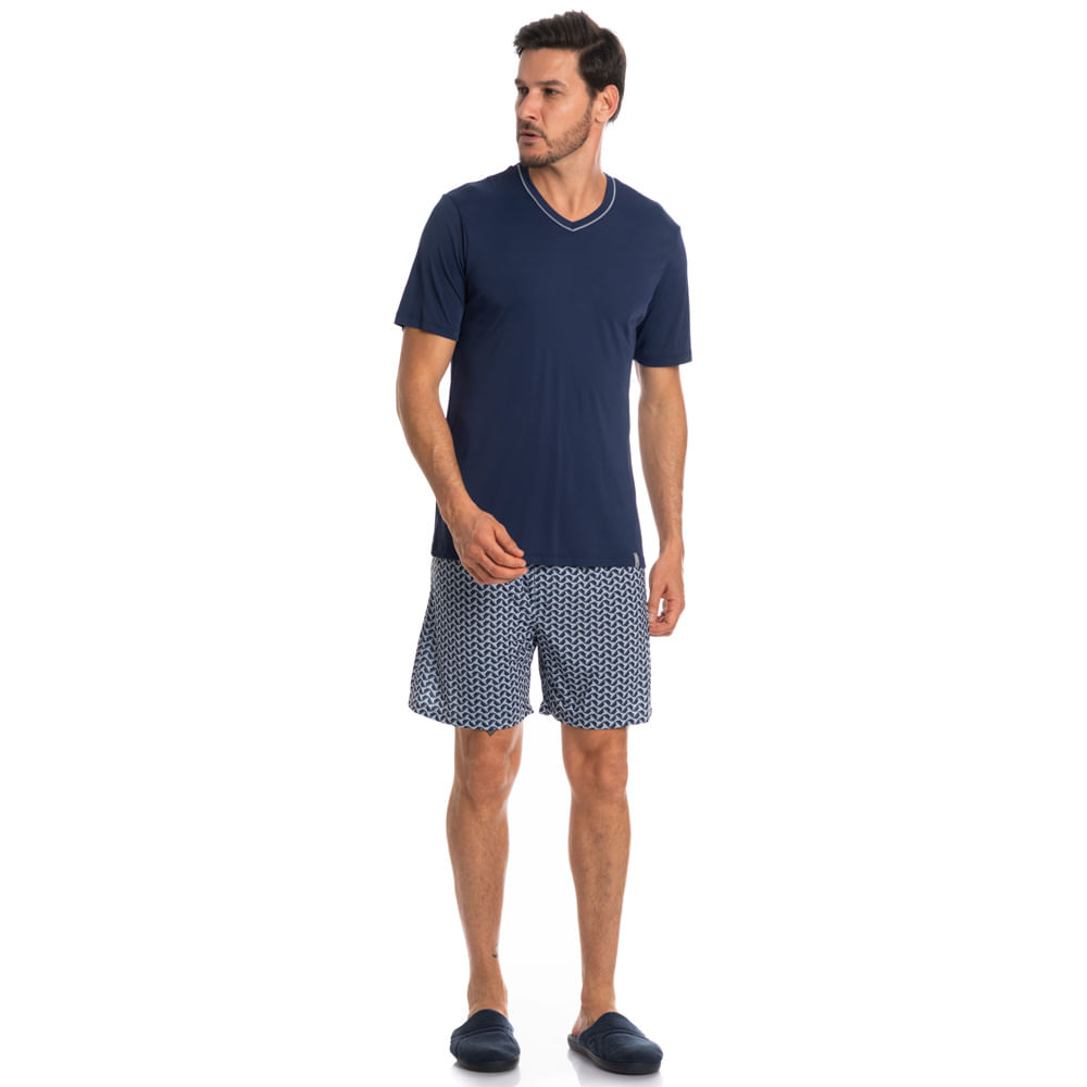 Pijama Masculino Curto Estampado Clóvis Tombini - Imagem 3 - Mobile