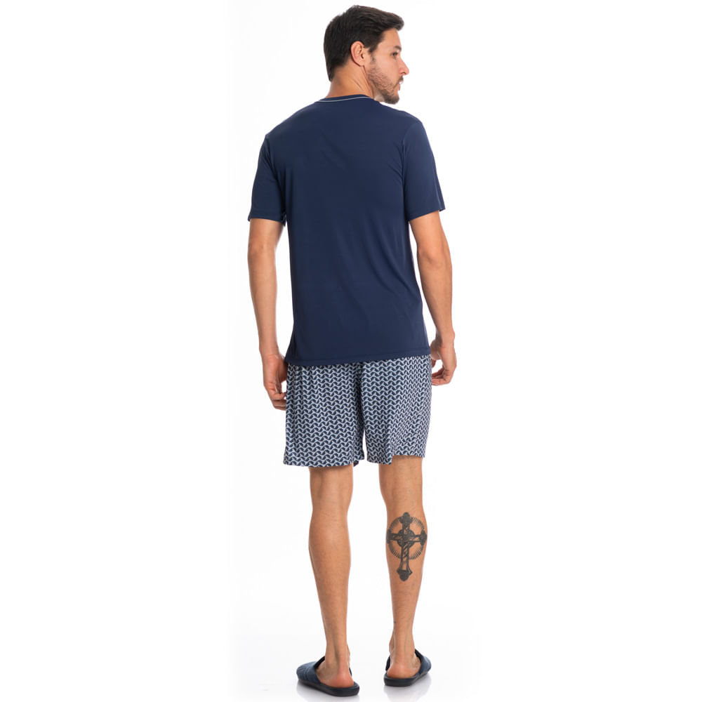 Pijama Masculino Curto Estampado Clóvis Tombini - Imagem 4 - Mobile