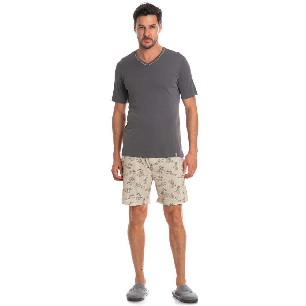 Pijama Masculino Curto Estampado Clóvis Tombini - Imagem 3 - Mobile