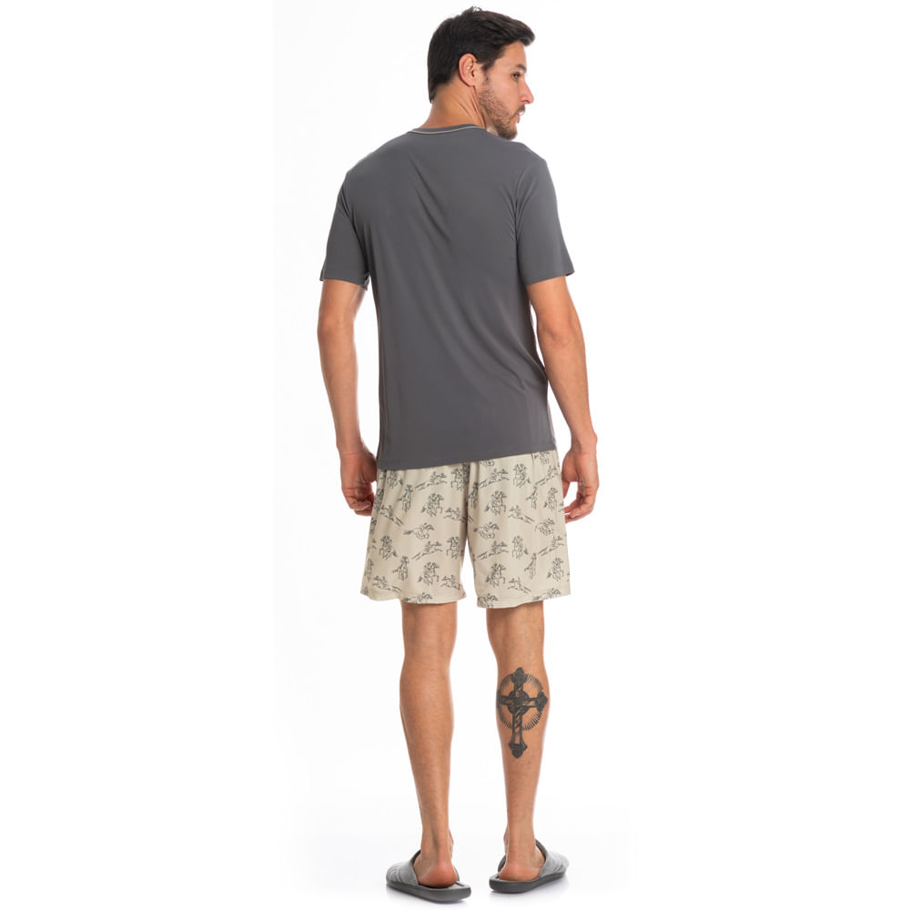 Pijama Masculino Curto Estampado Clóvis Tombini - Imagem 4 - Mobile
