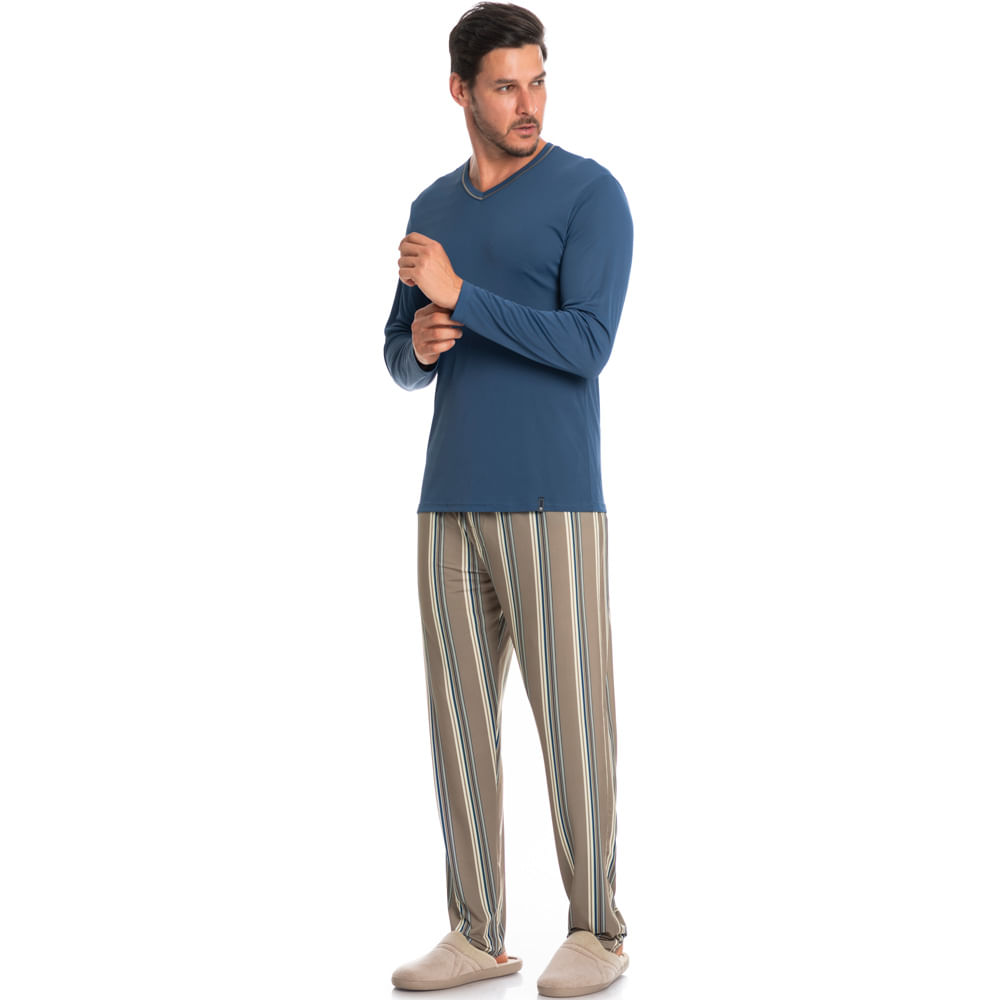 Pijama Masculino Longo Estampado Clóvis Tombini - Imagem 3 - Mobile