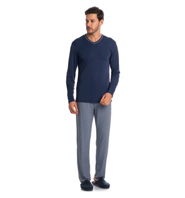 Pijama Masculino Longo Estampado Clóvis Tombini - Imagem 3 - Mobile