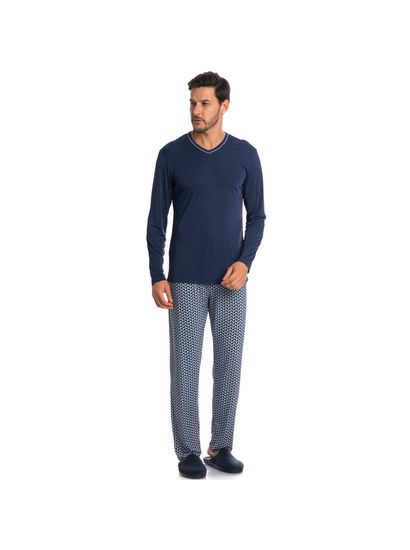 Pijama Masculino Longo Estampado Clóvis Tombini - Imagem 3 - Desktop