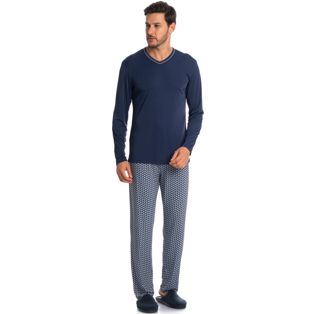 Pijama Masculino Longo Estampado Clóvis Tombini - Imagem 3 - Mobile